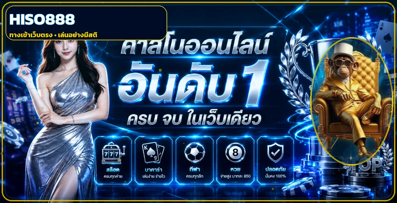 แบนเนอร์ HISO888 ทางเข้าเว็บตรงโทนน้ำเงินทอง